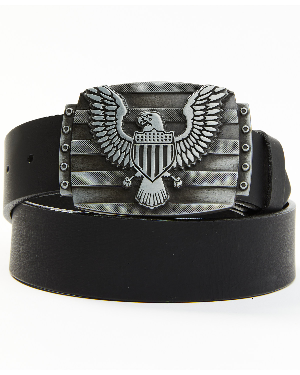 Brothers and Sons Men's Eagle Plaque Leather Belt