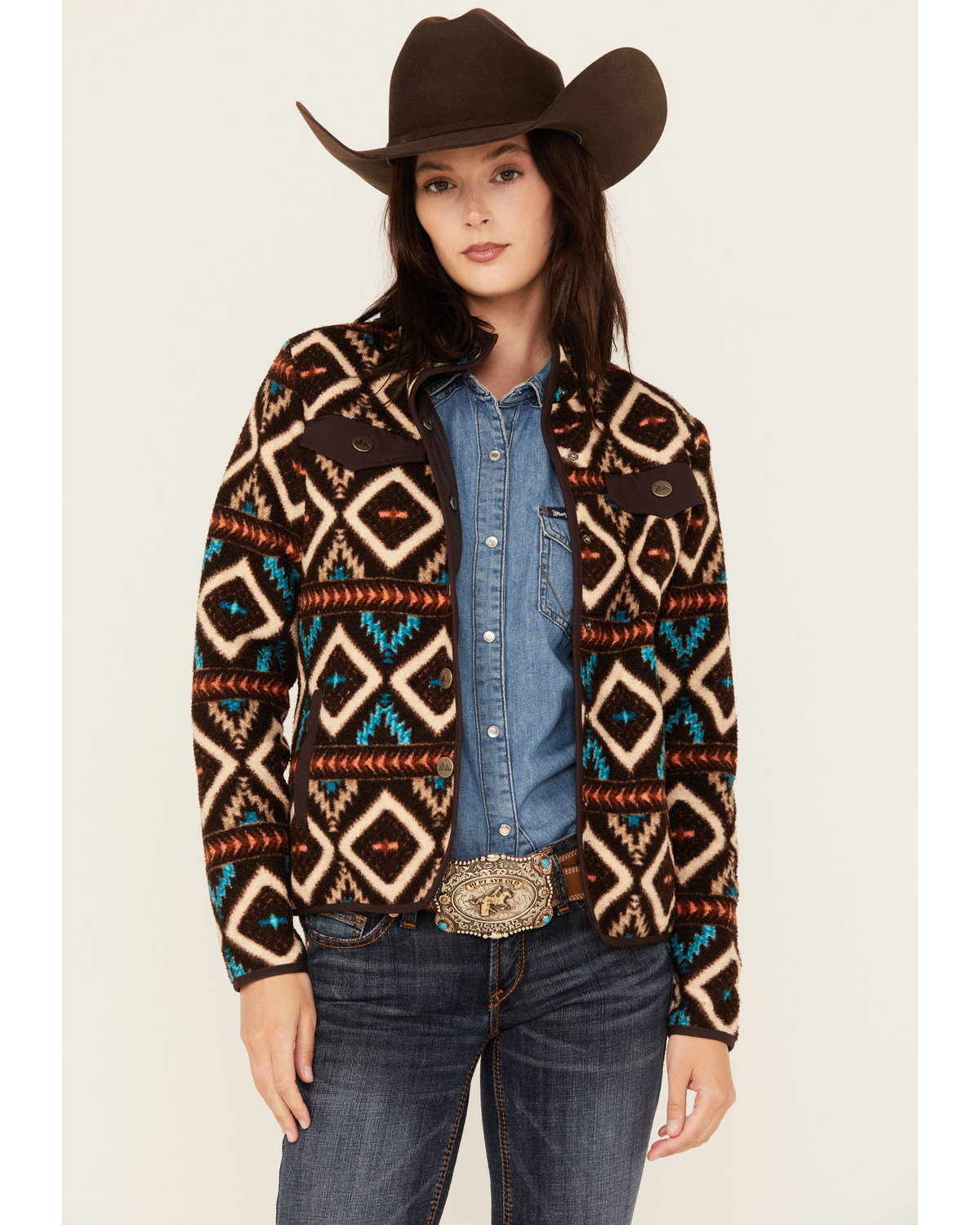 Powder River Outfitters Women's Southwestern Print Berber Jacket