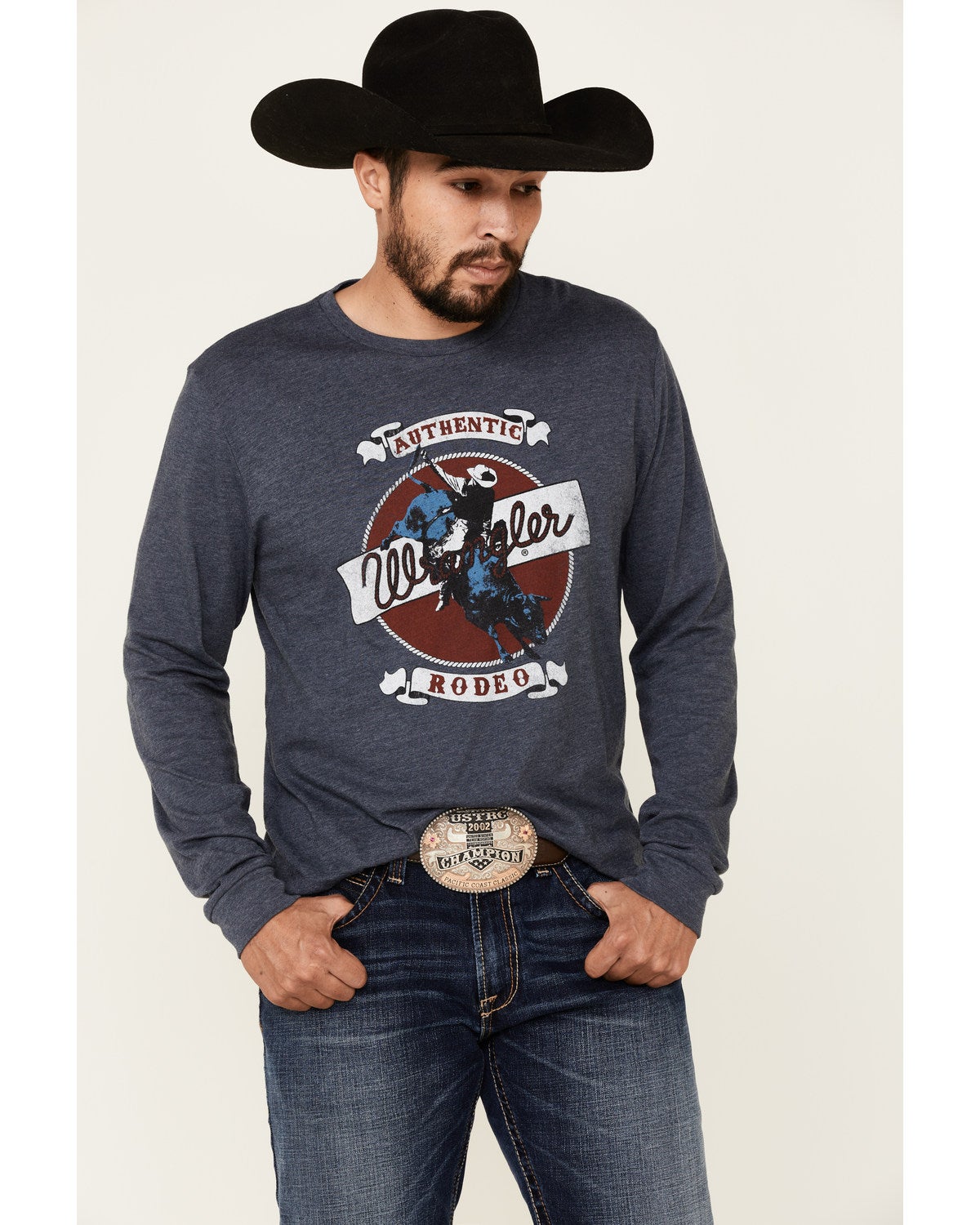 Wrangler Men's Navy Heather Rodeo Logo 