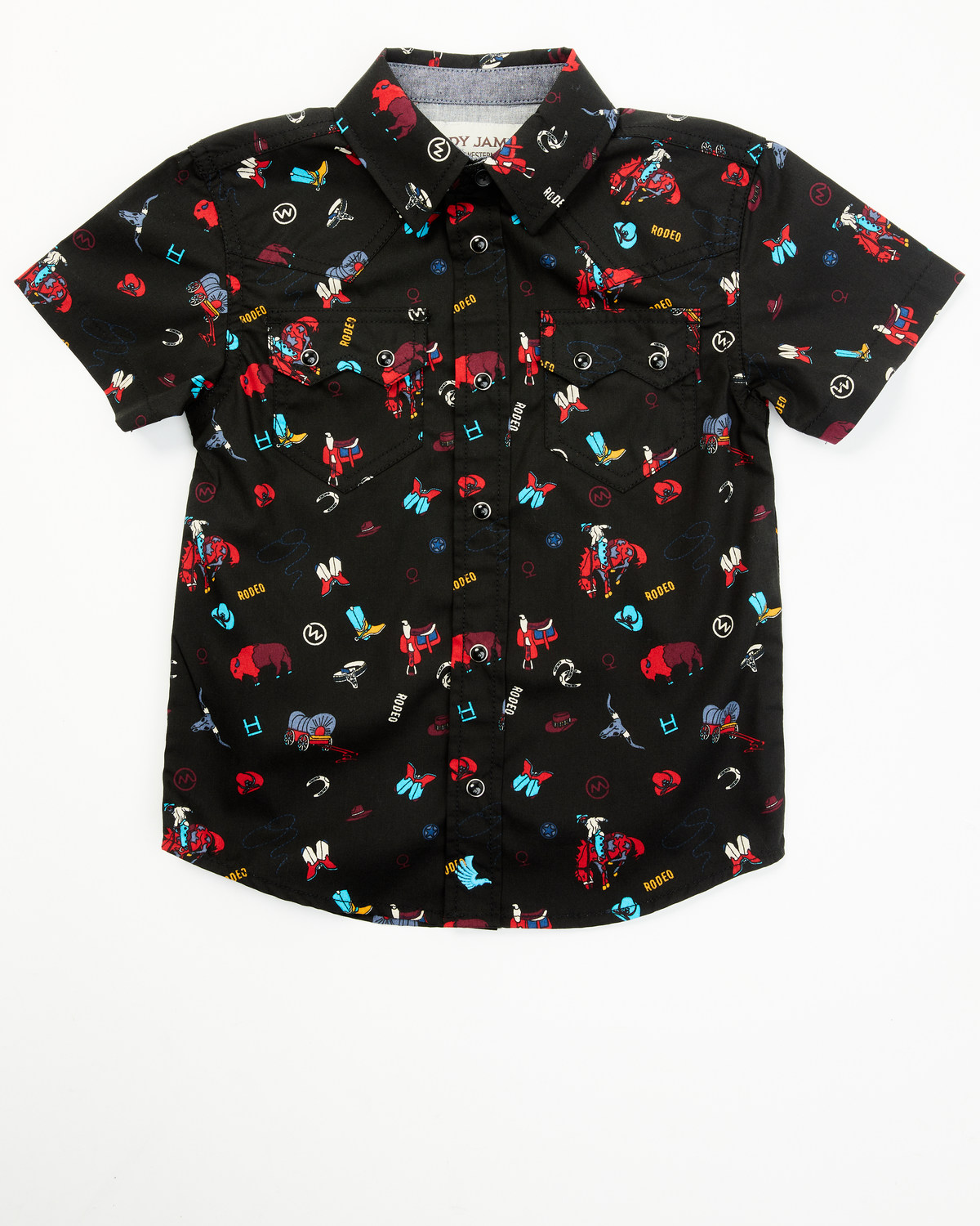 Cody James Toddler Boys' Sheriff Town Conversation Print Short Sleeve Snap Western Shirt