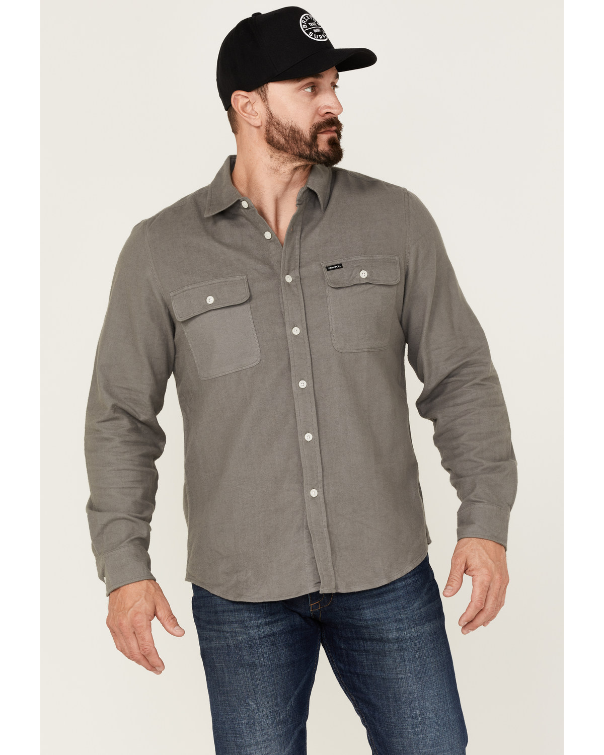 Brixton Men's Bowery Chamois Solid Long Sleeve Button-Down Western Shirt
