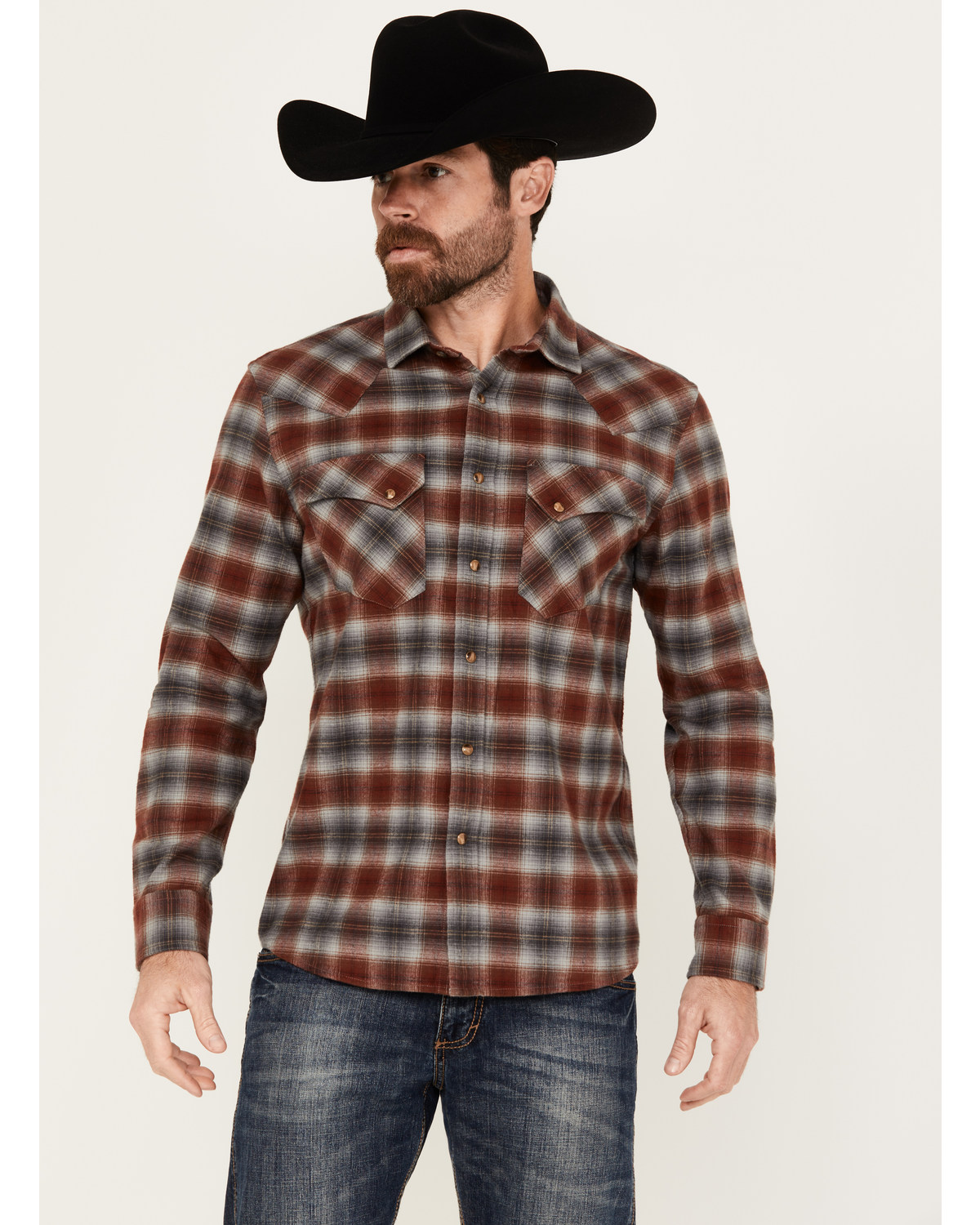 Pendleton Men's Wyatt Plaid Print Long Sleeve Snap Western Flannel Shirt