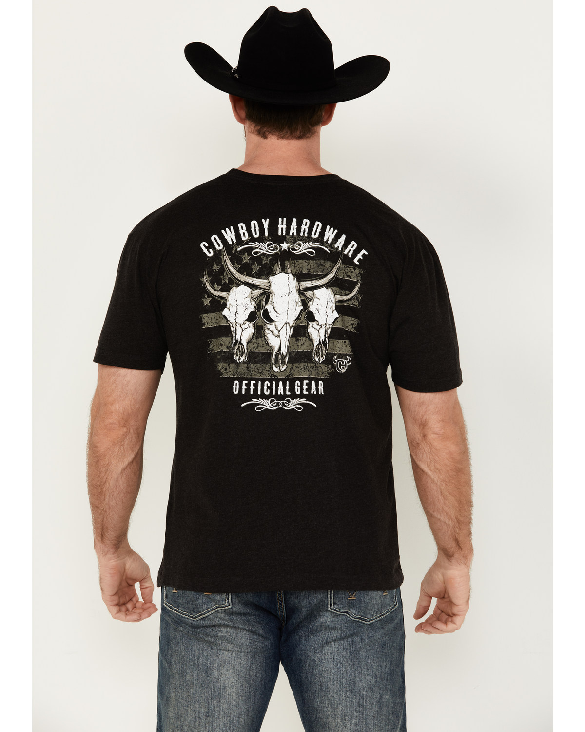 Cowboy Hardware Men's Triple Skull Short Sleeve Graphic T-Shirt