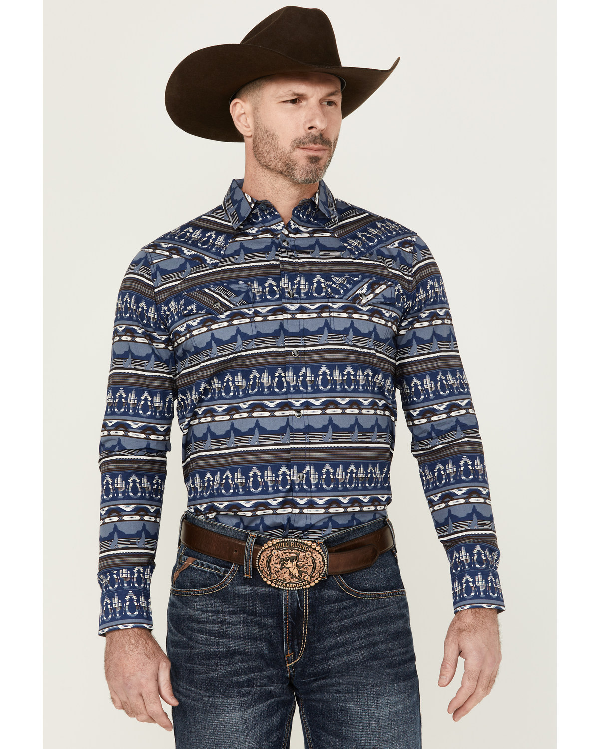 Cody James Men's Coyote Trail Southwestern Print Long Sleeve Snap Western Shirt