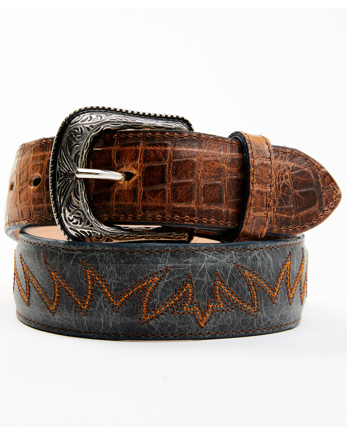 Cody James Men's Etched Caiman Antique Belt