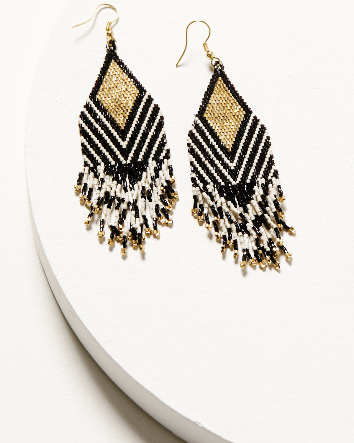 Ink + Alloy Women's Stripe Luxe Fringe Earrings