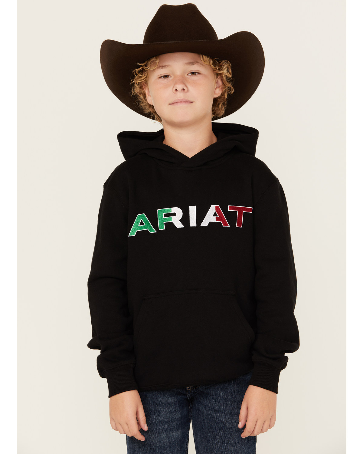 Ariat Boys' Mexico Flag Logo Hooded Sweatshirt