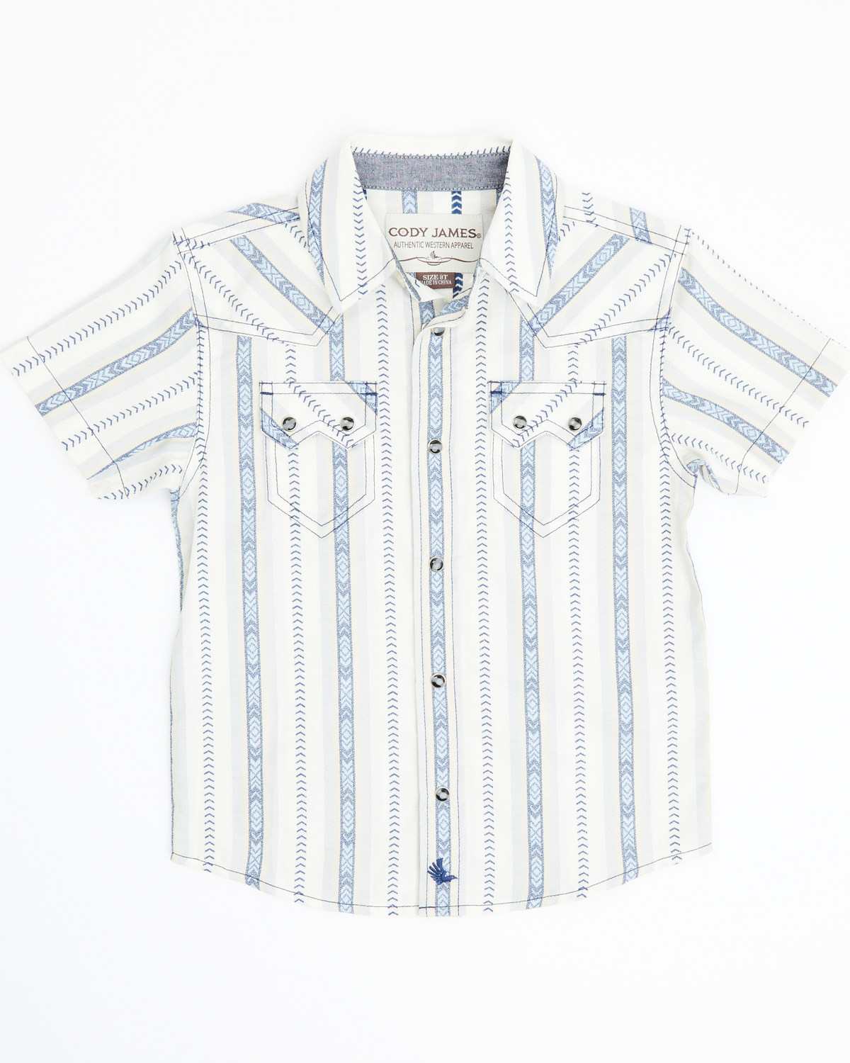 Cody James Toddler Boys' Southwestern Dobby Striped Short Sleeve Snap Western Shirt