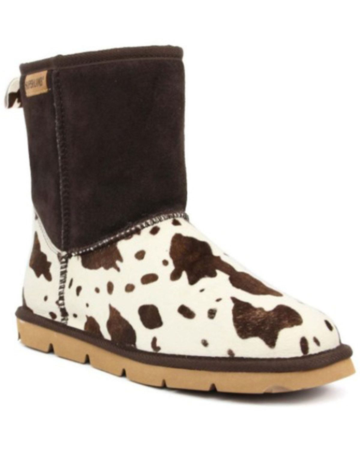 Superlamb Women's Turano Cow Print Real Hair-On Casual Pull On Boots - Round Toe