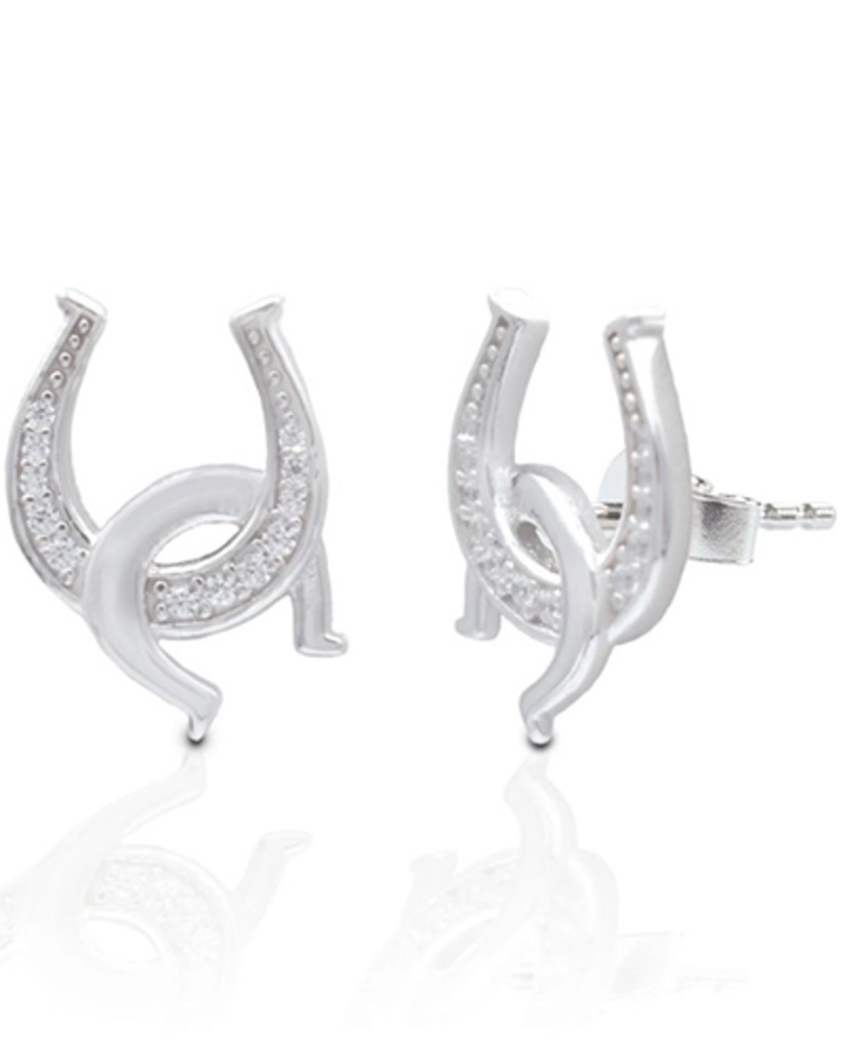 Kelly Herd Women's Silver Interlocked Double Horseshoe Stud Earrings