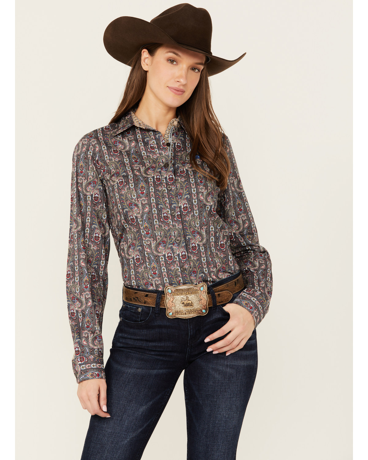 Cinch Women's Paisley Print Long Sleeve Button-Down Western Core Shirt