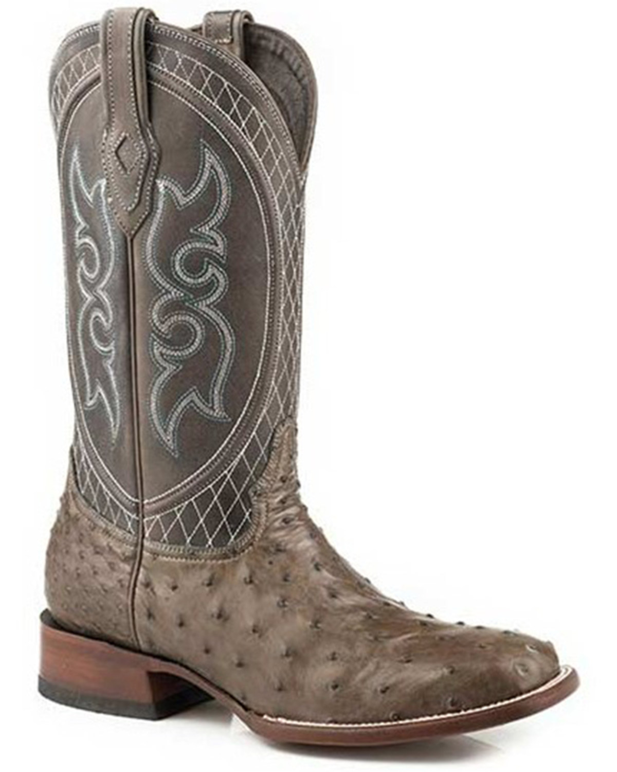 Stetson Men's Ozzy Full-Quill Ostrich Exotic Western Boots - Square Toe