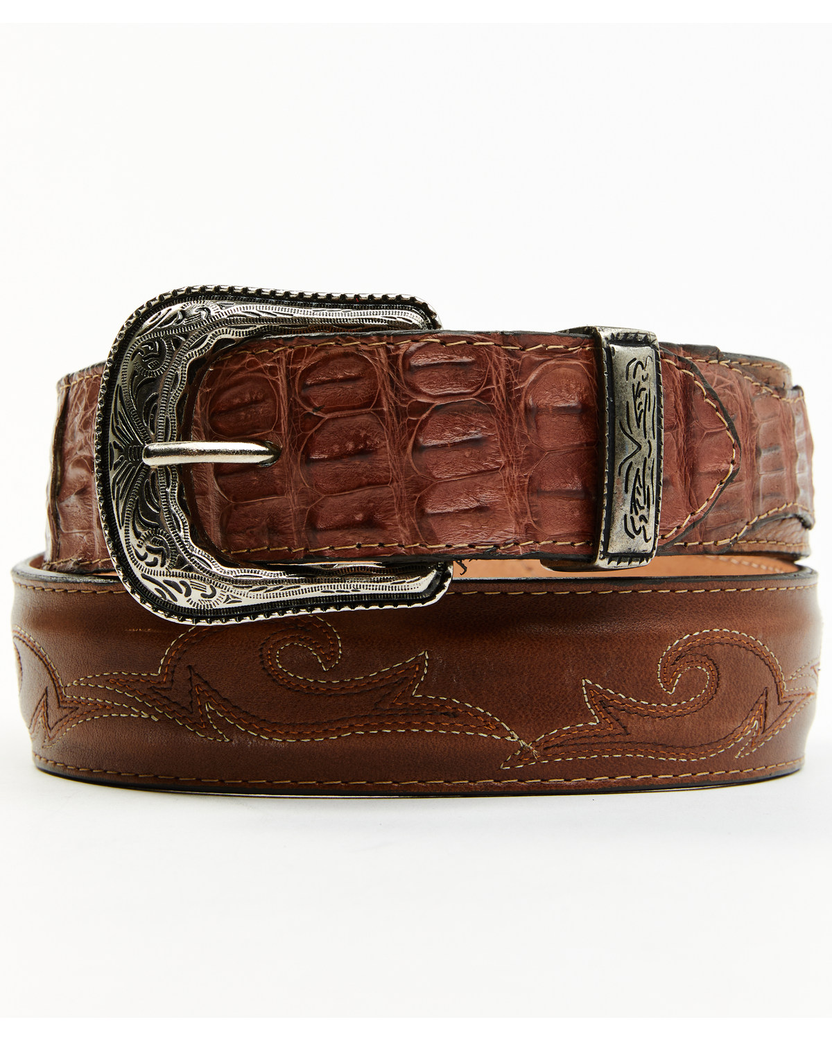 Cody James Men's Cypress Two Tone Embroidered Caiman Western Belt