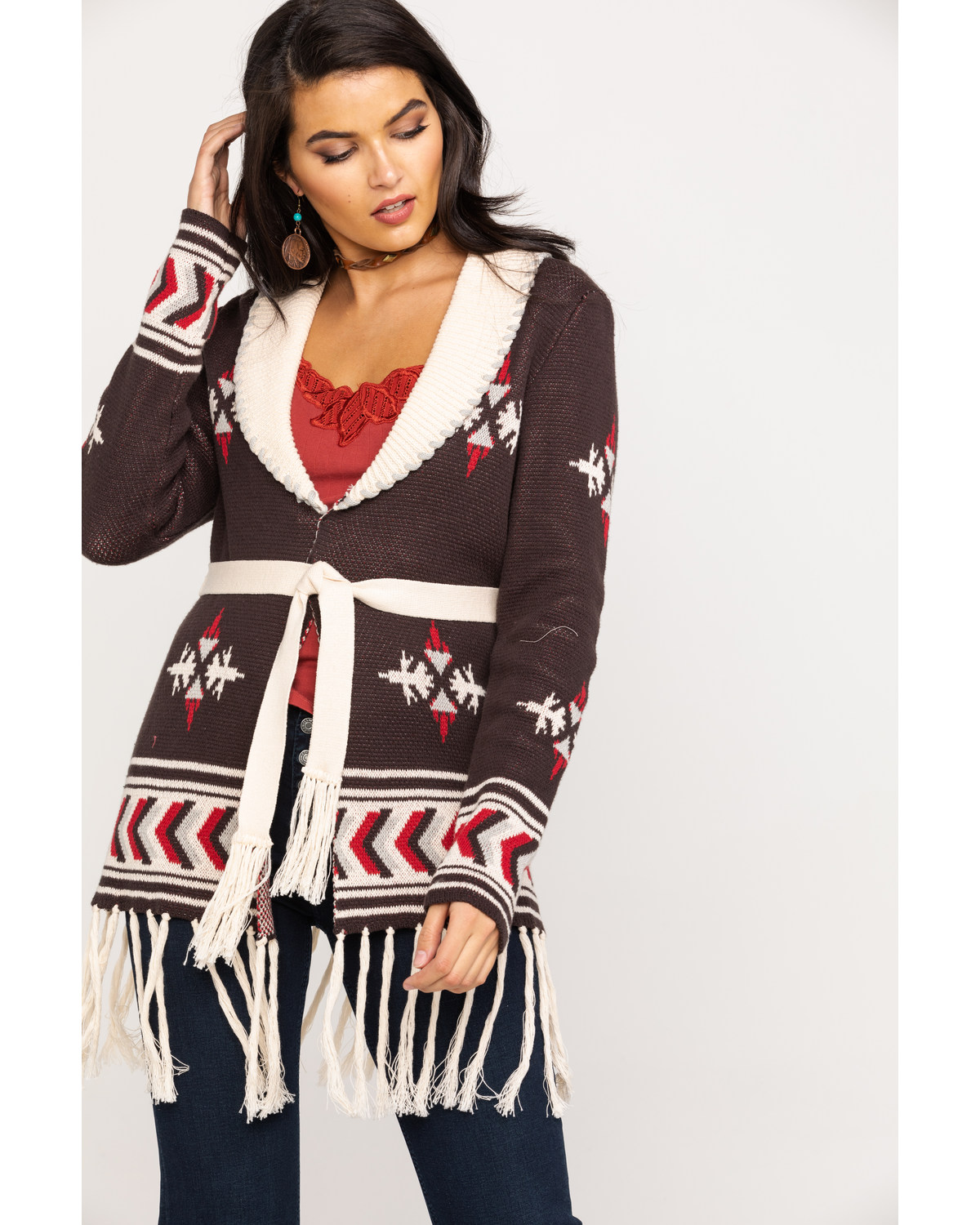 womens belted cardigan