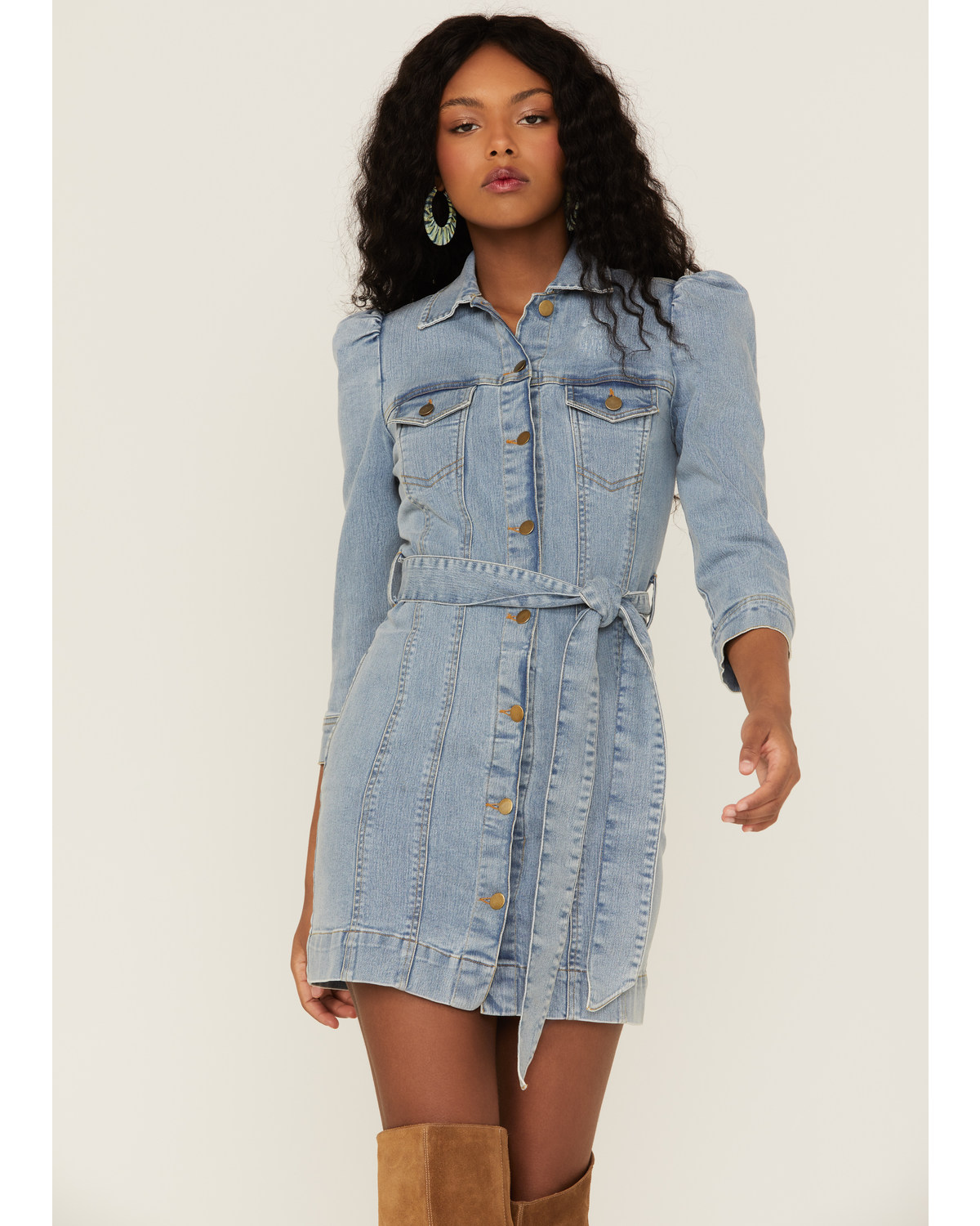 mid wash denim dress
