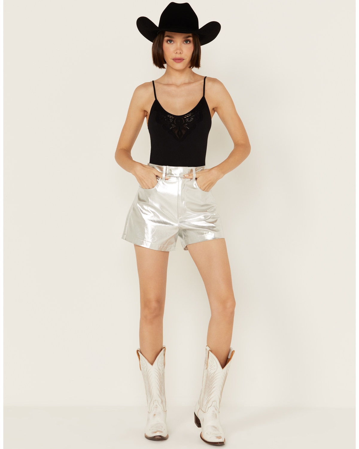 BLANKNYC Women's High Rise Metallic Shorts