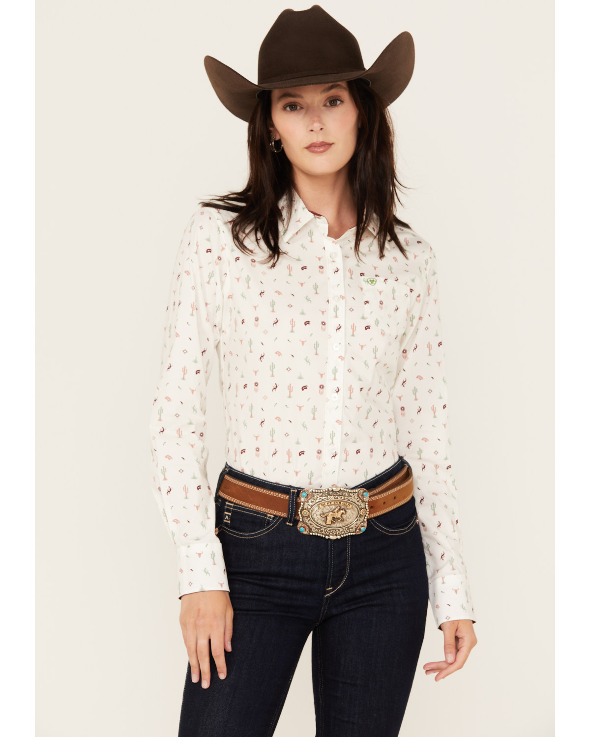 Ariat Women's Kirby Santa Fe Print Long Sleeve Button Down Stretch Western Shirt